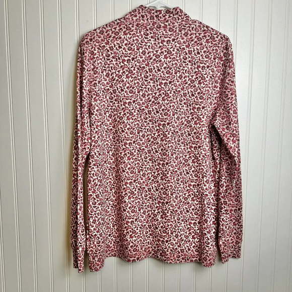 Land's End Red Floral Mock Neck Long Sleeve Top large tall N20 - Picture 4 of 4